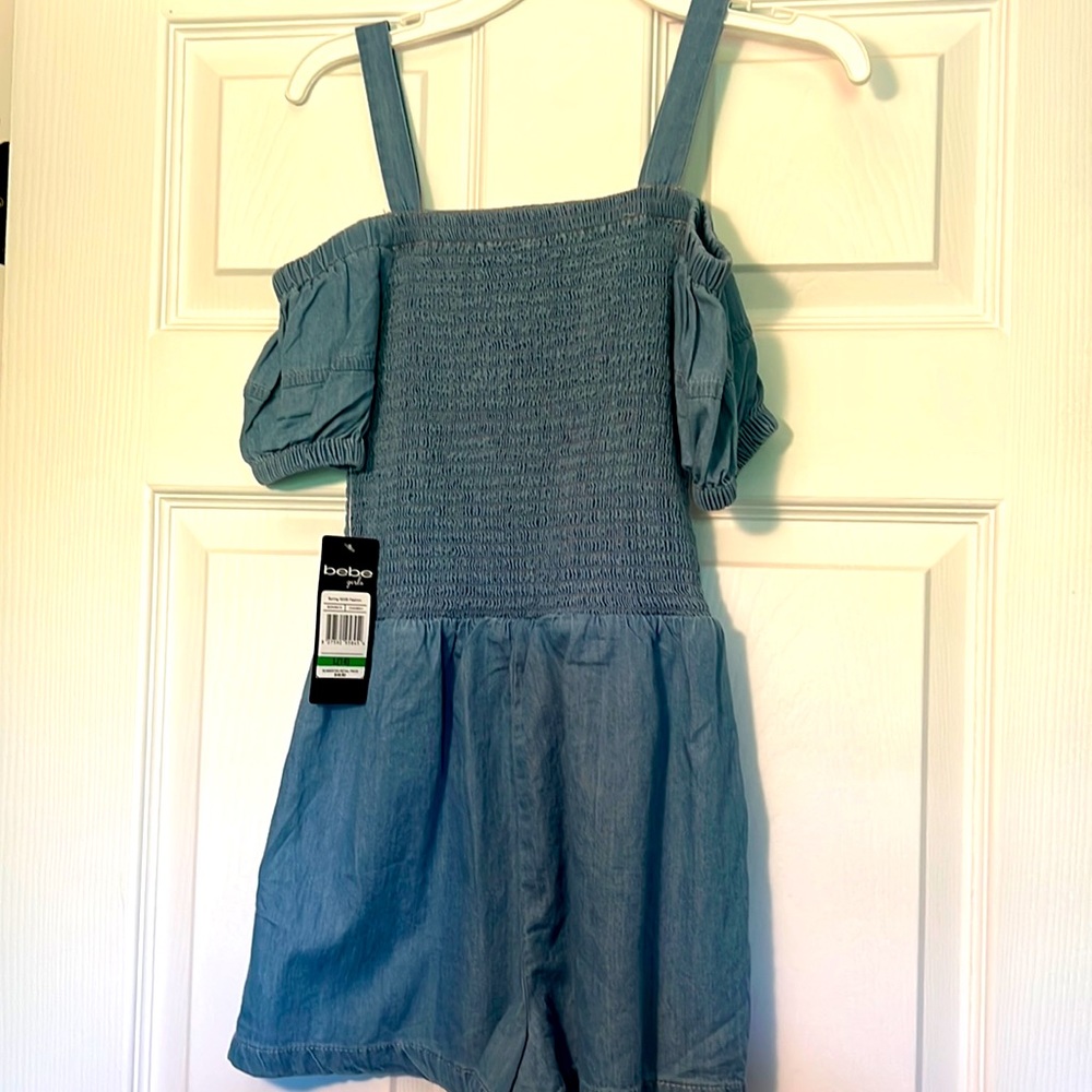 Bebe Girls Blue Jean Romper